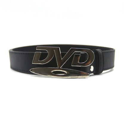 Unisex Nostalgic DVD Buckle Belt Versatile Black White Decorative Waist Straps Belt for Men Women Jeans Matching Gift for Her
