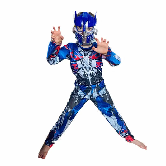 Kids Cartoon Robot Superhero Costume Boys Girls Halloween Dress Up Suit Masked Hero Suit Gift