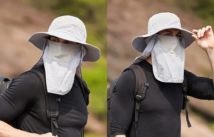 Fisherman's hat, male sun hat, summer outdoor quick drying sun hat, fishing breathable sun hat, female face mask hat