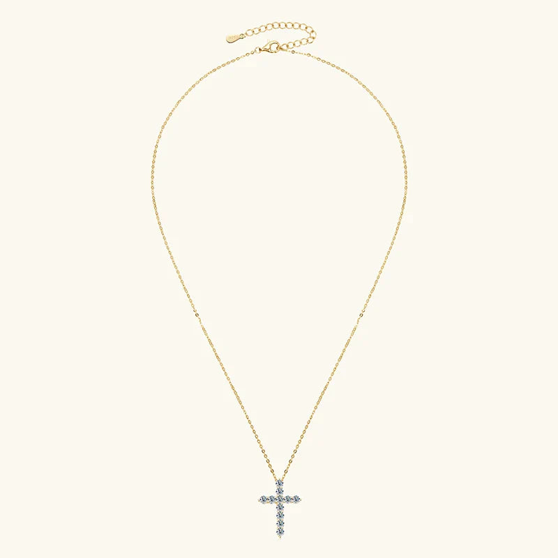 GRA Certified 3.5MM Moissanite Cross Pendant Necklaces for Women S925 Sterling Silver Clavicle Chains Fine Jewelry Gift