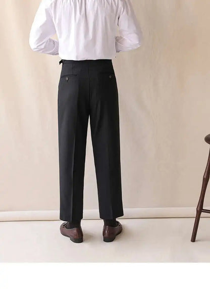 Business High Waist Straight Suit Pants Men British Slim Fit Pants Men Social Trousers Casual Pant Formal Wear Pantalones Hombre
