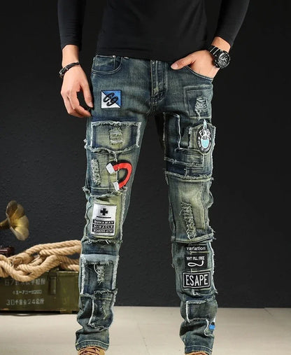 Trousers New Rock Work Wear Straight Jeans for Men Hip Hop Man Cowboy Pants with Pockets Casual Harajuku Classic Aesthetic Denim