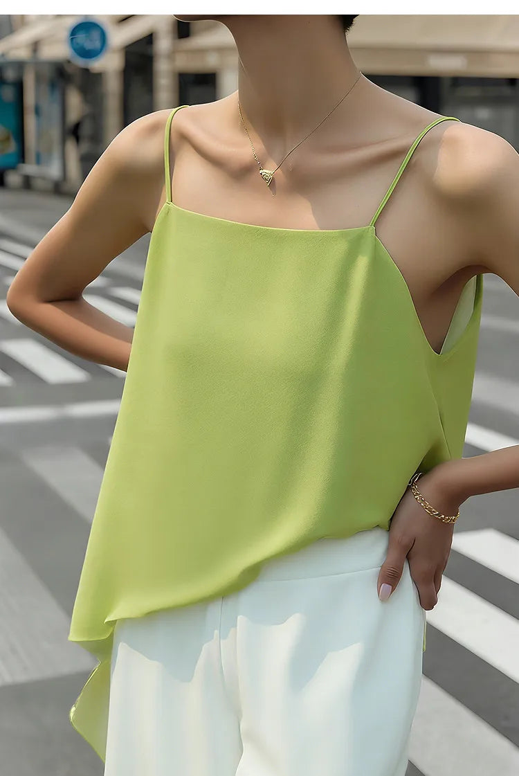 Women's Tank Top 2026 Summer New Strapless Double Layer Chiffon Cami Casual Flowy Asymmetrical Sleeveless Tops 12642154