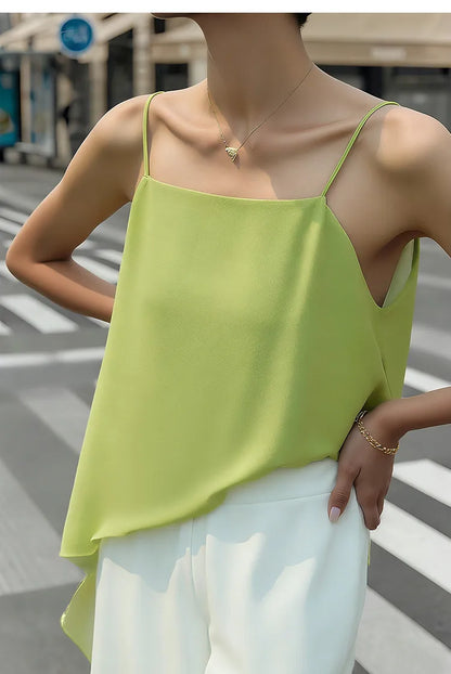Women's Tank Top 2026 Summer New Strapless Double Layer Chiffon Cami Casual Flowy Asymmetrical Sleeveless Tops 12642154