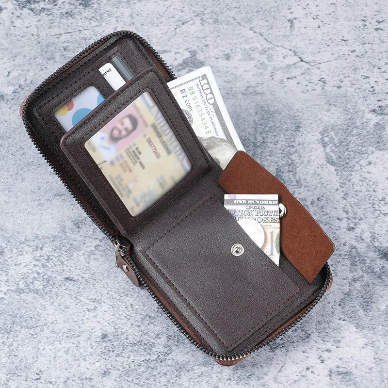 Men's Wallet 2026 New Short Style Fashionable Large Capacity Soft Leather Card Holder Casual Horizontal Design Leather Bifold