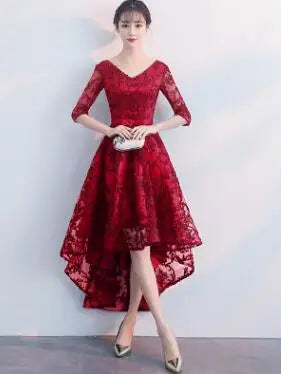 New 2026 Navy Blue Color V-Neck Formal Bridesmaid Dresses Half Sleeves Women Elegant Bride Gown Customized