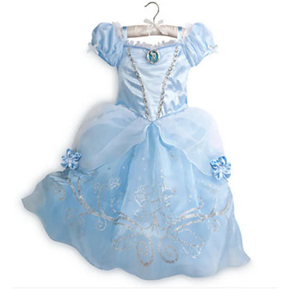 Elsa Anna Snow White Moana Rapunzel Ariel Belle Princess Dress for Girls Cosplay Carnival Birthday Party Outfit Kids 2-8Y