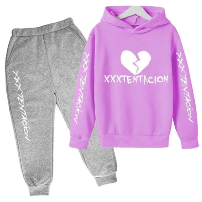 Kids Spring Hip Hop Star Print Tracksuits 4-14 Year Boys Girls Fashion Streetwear rap Hoodie+Pants Outfits Sets Children Clothes