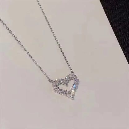Certificated 1.5MM Moissanite Necklace 14K Gold Filled Heart Shape Pendant Necklace for Women Korean INS Jewelry Gift
