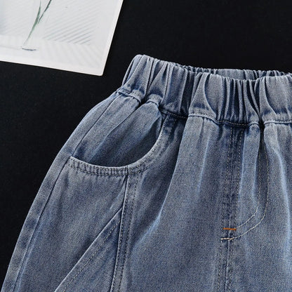New Summer Fashion Baby Boys Clothes Suit ChildrenPocket Patch T-shirt+ Denim Shorts 2Pcs/Set Toddler Clothing Kids Tracksuits