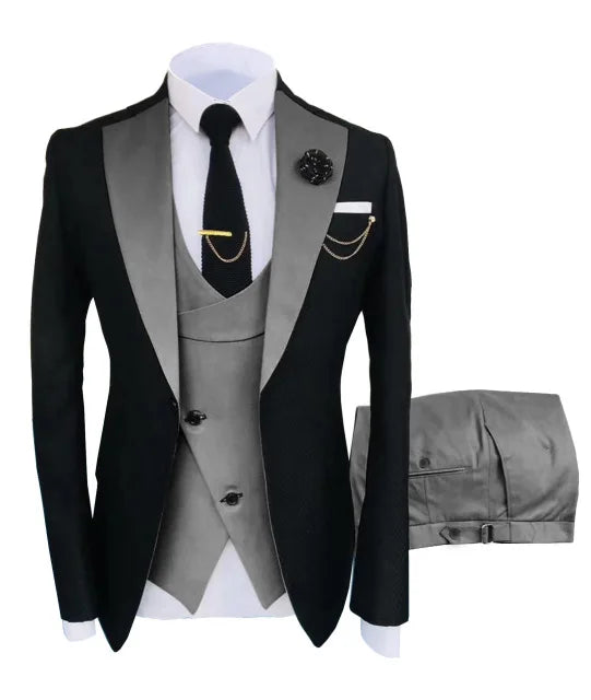 New Costume Slim Fit Men Suit Slim Fit Business Suits Groom Black Tuxedos For Formal Wedding Suit Jacket Pant Vest 3 Pieces