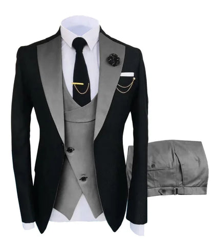 New Costume Slim Fit Men Suit Slim Fit Business Suits Groom Black Tuxedos For Formal Wedding Suit Jacket Pant Vest 3 Pieces