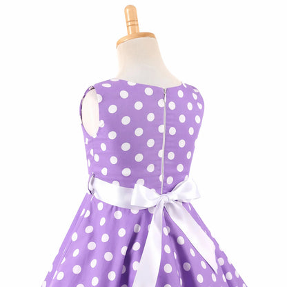 Girl's Retro Dress,Summer Princess Sleeveless Polka Dots Cotton Lightthin Romantic Floral 50s Vintage Dress Party Wedding Daliy