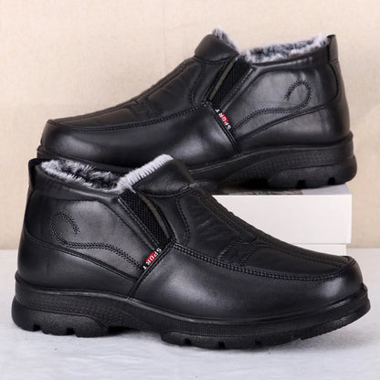 Shoes for Men 2025 Winter Fashion Non-slip Cotton Shoes Men's Thickened Leather Waterproof Casual Snow Boots Zapatillas Hombre