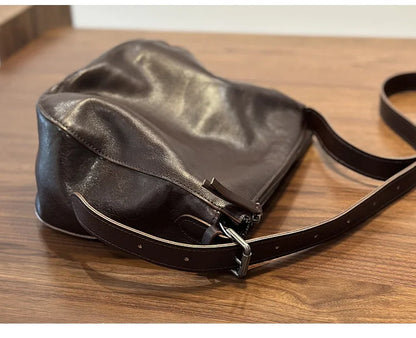 Simple Genuine Leather Women's Shoulder Bags 2026 New Nature Soft Cowhide Solid Color Versatile Crossbody Bags
