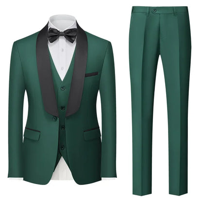 Red Men's Suit 3 Piece, Wedding Party Dress Jacket with Pants Vest, Blue, Green, Gray, Black Available, Asian Size M-5XL 6XL