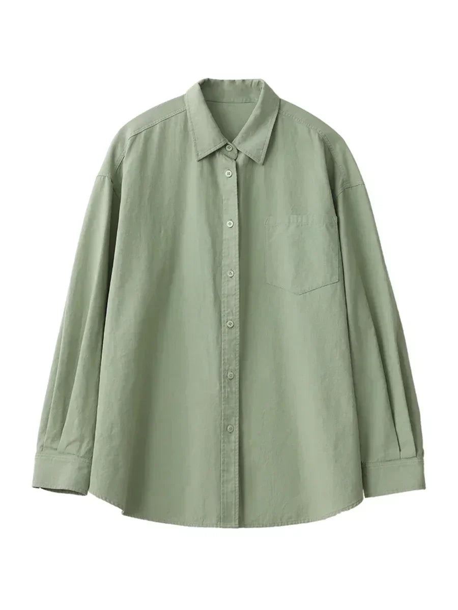 Korean Women's Long-sleeved Shirt Loose Woman Tops Fashion Woman Blouse Office Lady Coat 2025 Spring Autumn Clothing