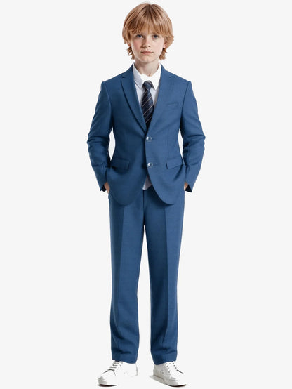Boys Suit 3-Piece Jacket Pants Navy Yellow Pinstripe Tie Casual Fashion Wedding Birthday Party Size 4-16Y Teen Suit Tuxedo