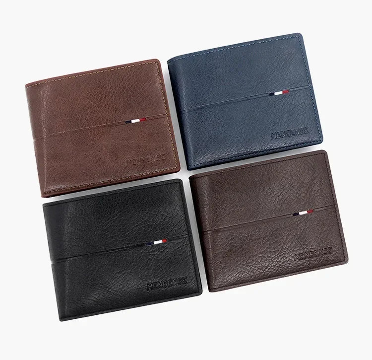 2025 New Male Short Bifold Zipper Card Holder Purse Slim Men's Wallets Simple Coin Pocket High Quality PU Leather Men Money Bag