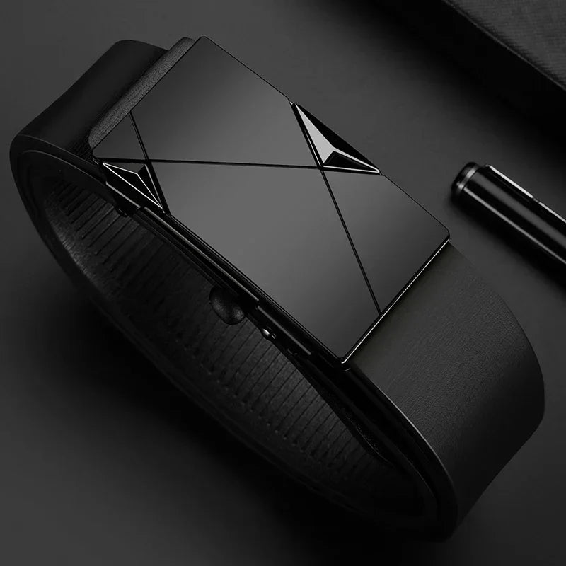 2025 New Men's Business Belt Alloy Automatic Buckle Belt Fashion Belt Luxury Jeans Belt PU Leather High-Quality Straps