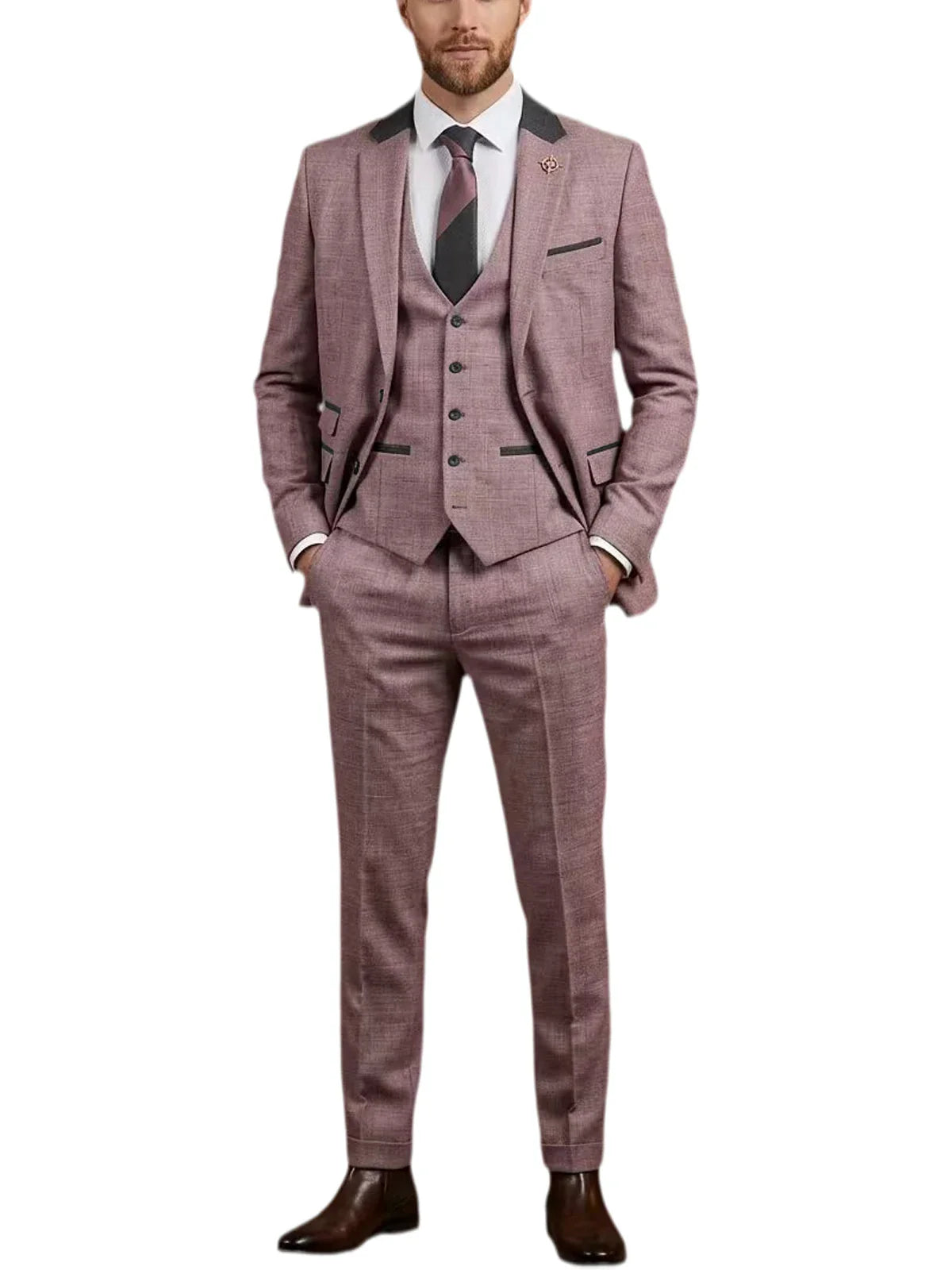 Men's Linen 3 Piece Suit Notch Lapel 2 Buttons Slim Fit Blazer Vest Pants Set Breathable Lightweight For Groom Business Casual