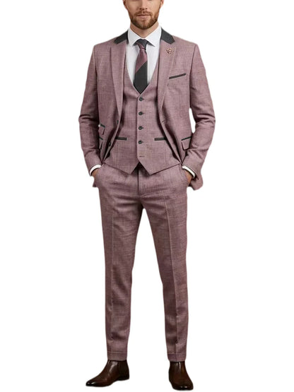 Men's Linen 3 Piece Suit Notch Lapel 2 Buttons Slim Fit Blazer Vest Pants Set Breathable Lightweight For Groom Business Casual