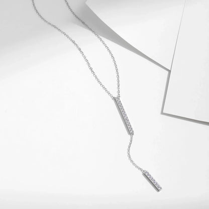 Trendy Link Chain Lariat Necklace 925 Sterling Silver Long Stick Zircon Y-Shaped Stackable Necklaces For Women Jewelry