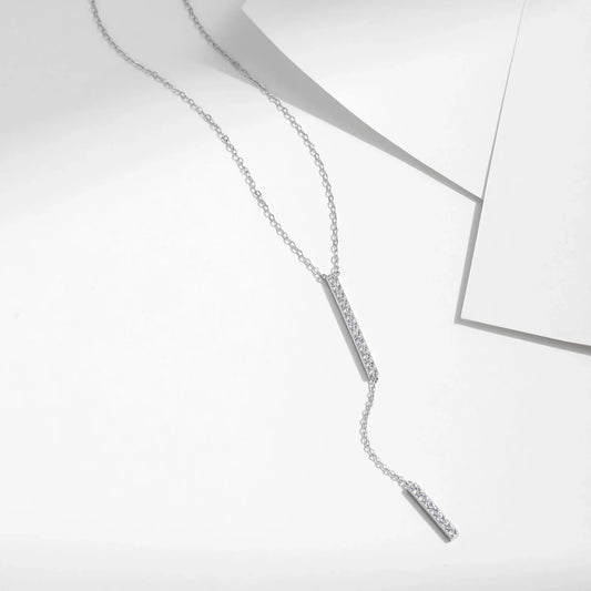 Trendy Link Chain Lariat Necklace 925 Sterling Silver Long Stick Zircon Y-Shaped Stackable Necklaces For Women Jewelry