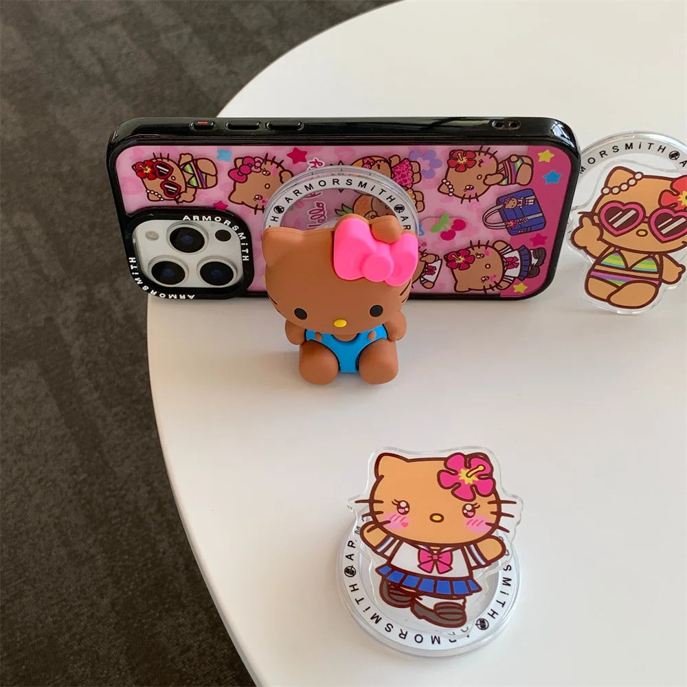 Y2K Hello Kitty Cute Cartoon Magnetic Phone Case For IPhone 12 13 14 15 16 17 Pro Max Protective Cover with Stand Fundas