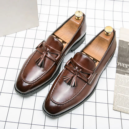Mens Luxury Tassel Flats Leather Casual Office Designer Brogue Loafers Moccasin Wedding Oxford Footwear Dress Shoes for Men 2022