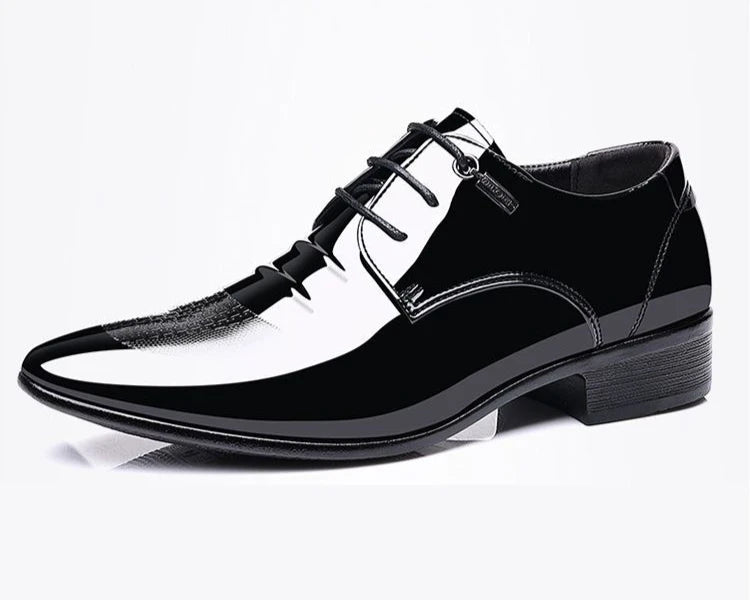 Patent Leather Black Lace Up Pointed Toe Men's Formal Shoes 2025 Style Low Price Office Luxury Designer 39 Suit Social Shoe Male