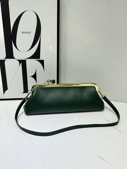 Fashion Long Clutch Bag for Women Luxury Designer Kiss Clip Handbags Luxury Pu Leather Underarm Shoulder Bags Trend Party Purses