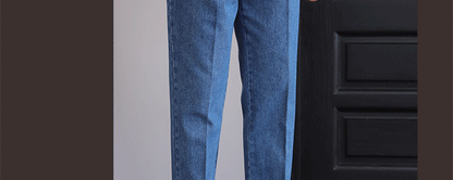 Italian Style Men's High Waist Business Neapolitan Jeans Draped Cuffed Straight Leg Western Pants Youth Trendy Wear Resistant