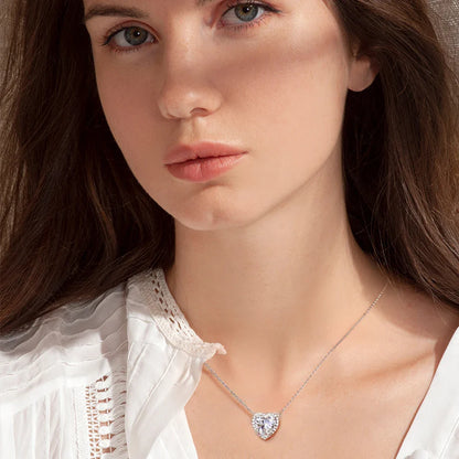 1-4CT Full Moissanite Pendant Necklace With  Certificates Heart Cut Halo Diamond Necklaces For Women 925 Silver Fine Jewelry