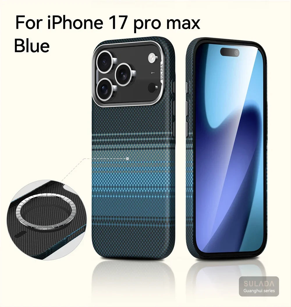 Ultra Strong Magnets Carbon Fiber Pattern Phone Case for IPhone 17 Pro Max Magnetic Wireless Charging Shockproof Protect Cover