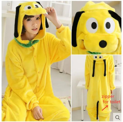 Pluto Cosplay Costume Onesie Kigurumi Kids Adult Zipper Cartoon Dog Pajamas Christmas Halloween Gift Soft Homewear Pyjama