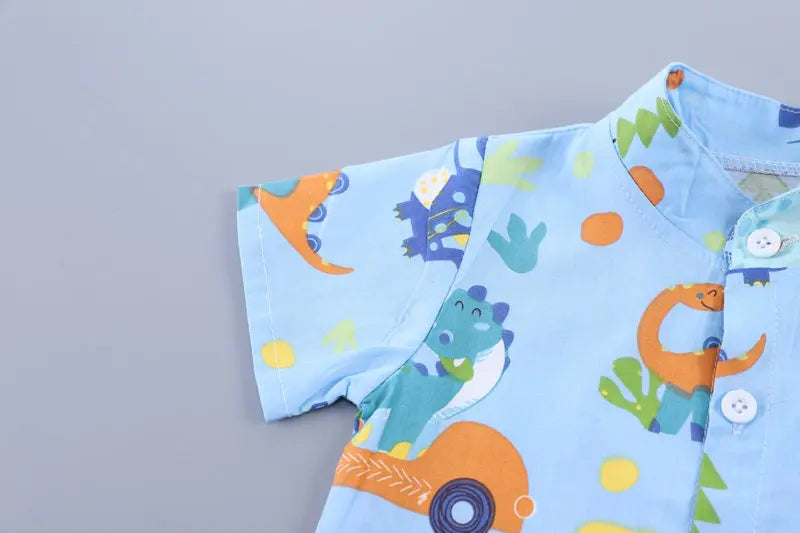 Children Cotton Summer Clothes Baby Boy Cartoon Printe Dinosaur T Shirts Shorts 2Pcs/Set Infant Kids Fashion Toddler Tracksuits
