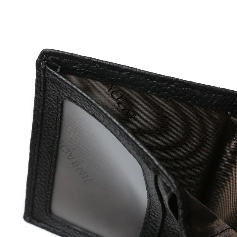 100% Genuine Leather Men Wallet Premium Product Real Cowhide Wallets For Man Short Black Credit Card Cash Receipt Holder Purse