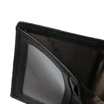 100% Genuine Leather Men Wallet Premium Product Real Cowhide Wallets For Man Short Black Credit Card Cash Receipt Holder Purse