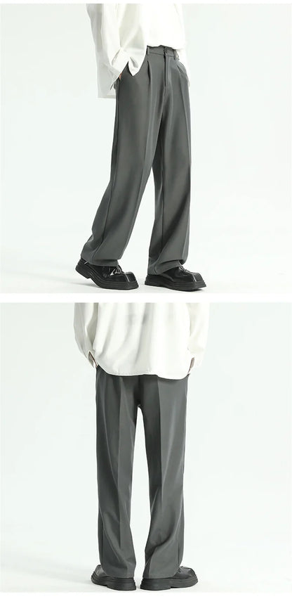 Men's Straight Pants Thin Man Black Comfortable Pant Summer Casual Streetwear Loose Trouser Japanese 5XL Trendy Fashion