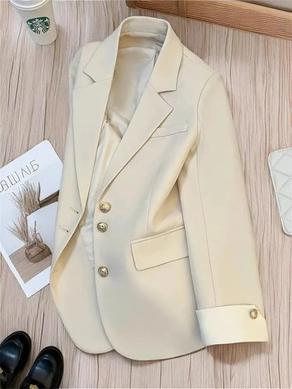Mint Green Women Blazers 2025 Spring New Jackets Single Breasted Unique Cuff Design Notched Casual Suit Jacket Fashion Lady Coat