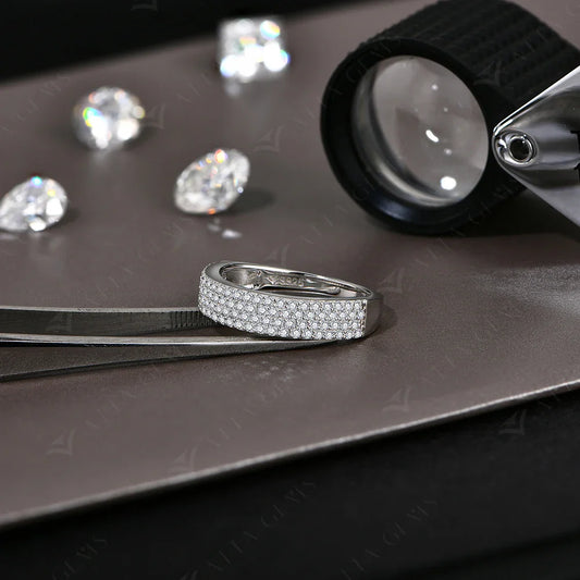 Nouvelles Bagues Moissanite Couleur D VVS1 en Argent S925 Plaqué Or 18 carats, Demi-alliance Simple Cadeaux de Mariage et de Fiançailles pour Femmes et Hommes
