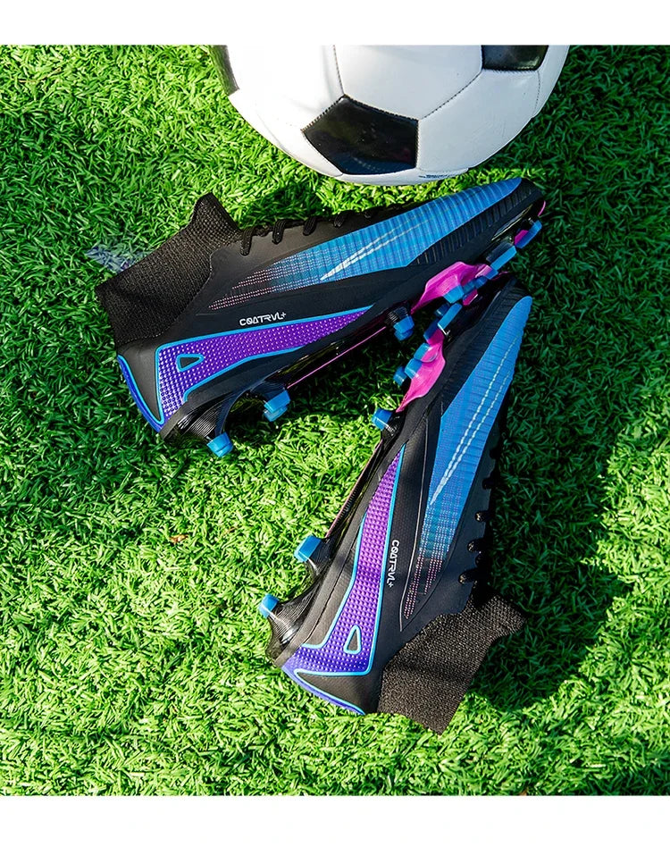 Men Professional Soccer Shoes Outdoor High-Top Sports Football Boots Long Spikes Artificial Grass Training Non Slip Sneakers