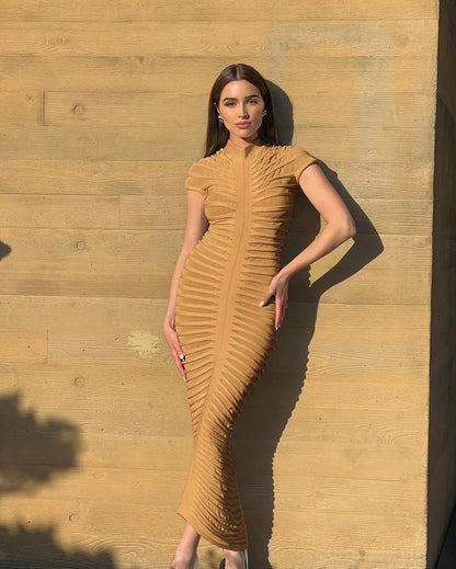 Sexy Bodycon Long Dress Women 2025 Summer Slim Fashion Short Sleeve Bandage Maxi Party Dresses Woman Skirt Elegant Vestidos