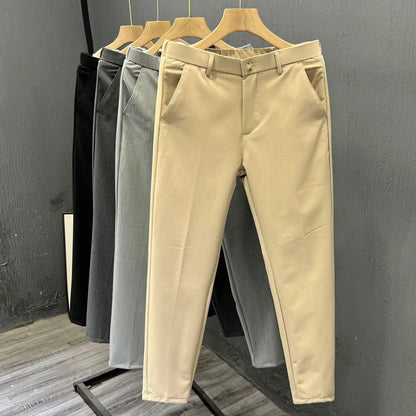 Men's Clothing Summer Fashion Business Casual All Match Suit Pants Formal Strecth Solid Straight Slim Trousers Pantalones Hombre