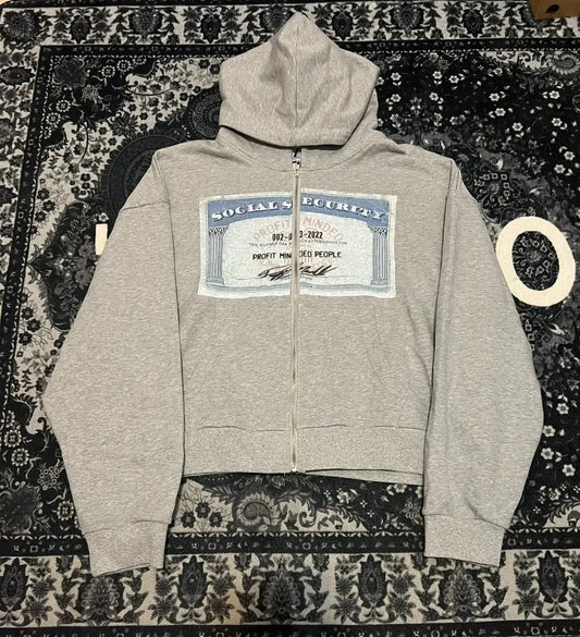 Gray Y2K Harajuku Dollar Print Hoodie Euro Street Style Best Seller Viral Harajuku Inspired Gray Cash Graffiti Design Streetwear