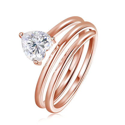 1ct Heart Cut Moissanite Wedding Rings for Women Spiral Eternity Band Matching Ring s925 Sterling Silver Teen Gifts