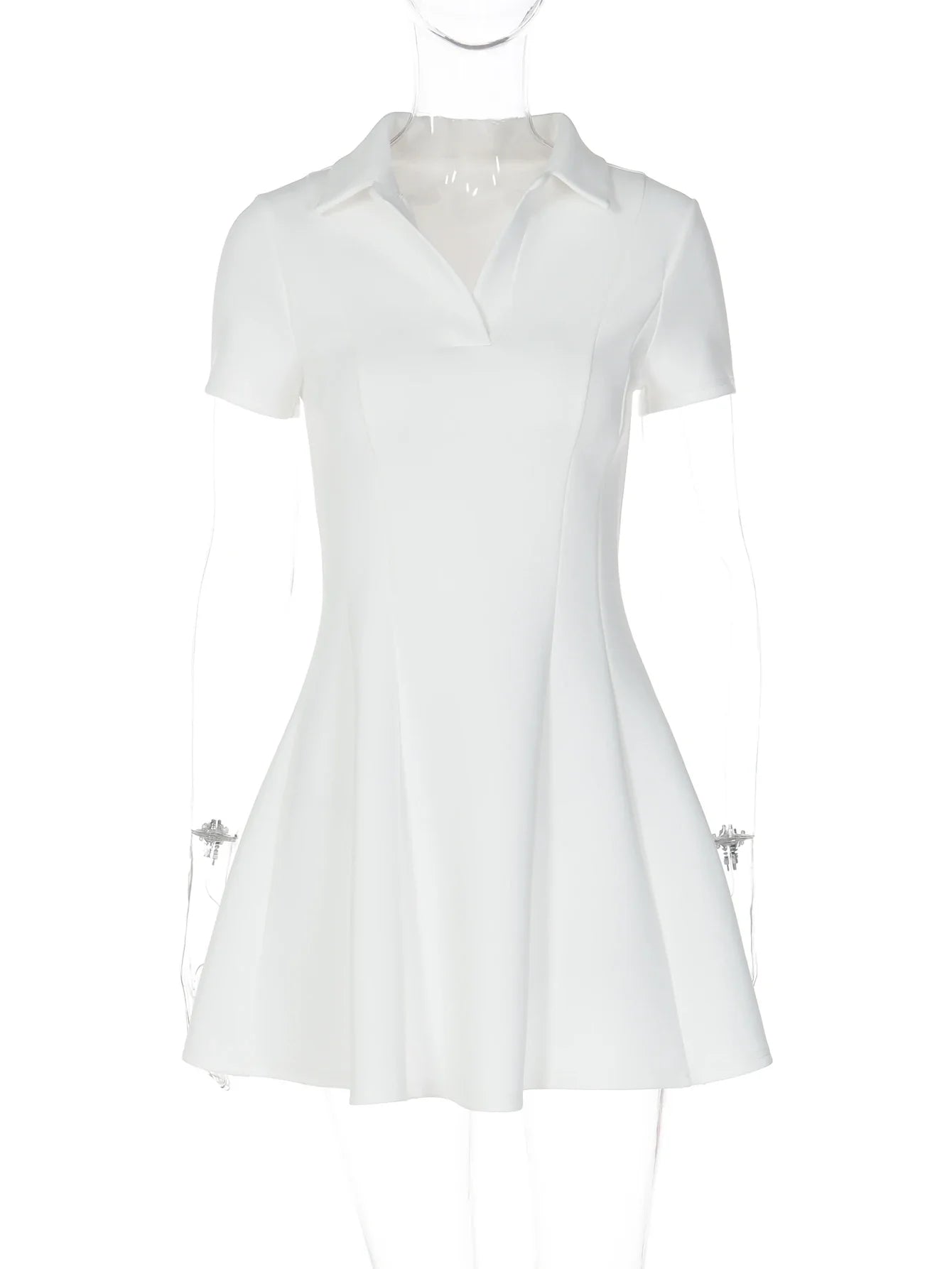Turn-Down Collar Short Sleeve Slim Fit Mini Dress Women'S Solid Sexy Elegant Dress Birthday Party Vacation Summer Outfit