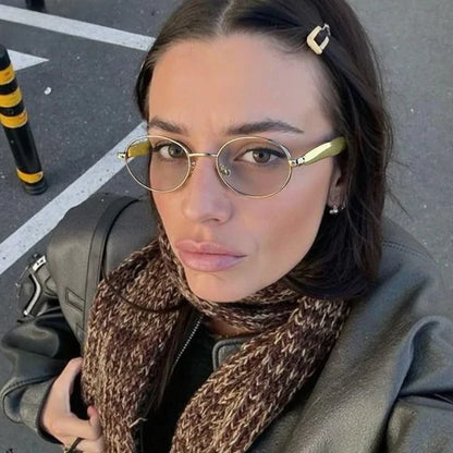 Sexy Small Oval Punk Sunglasses Women 2026 Luxury Vintage Steampunk Metal Frame Sun Glasses For Ladies Trendy Traveling Shades