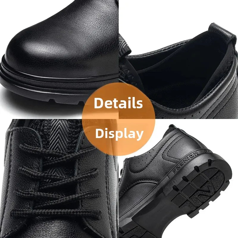 Fashion 2026 Genuine Leather Waterproof Men Safety Shoes Boots Work Sneakers Indestructible Steel Toe Nail Proof Male Footwear